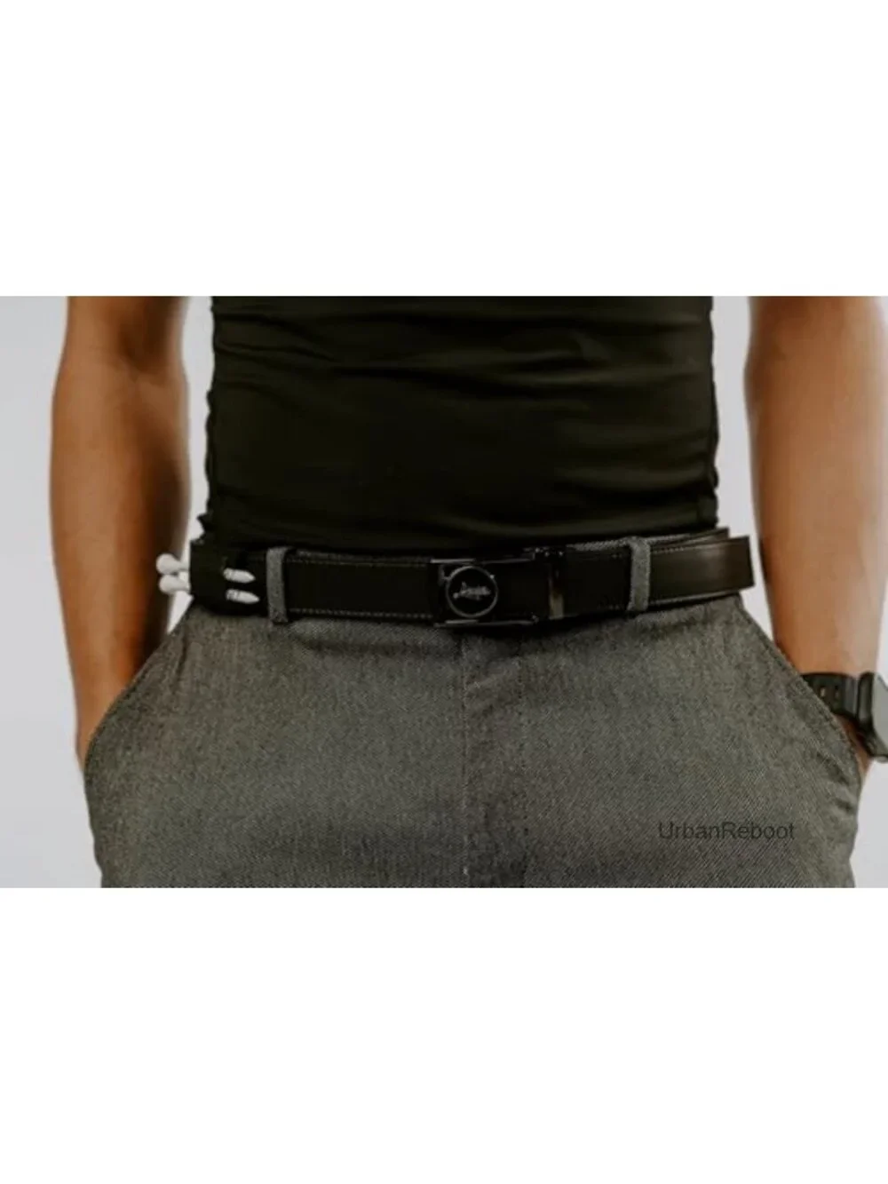 Men's Leather Ratchet Golf Belt with Ball Marker, One-Size Fit